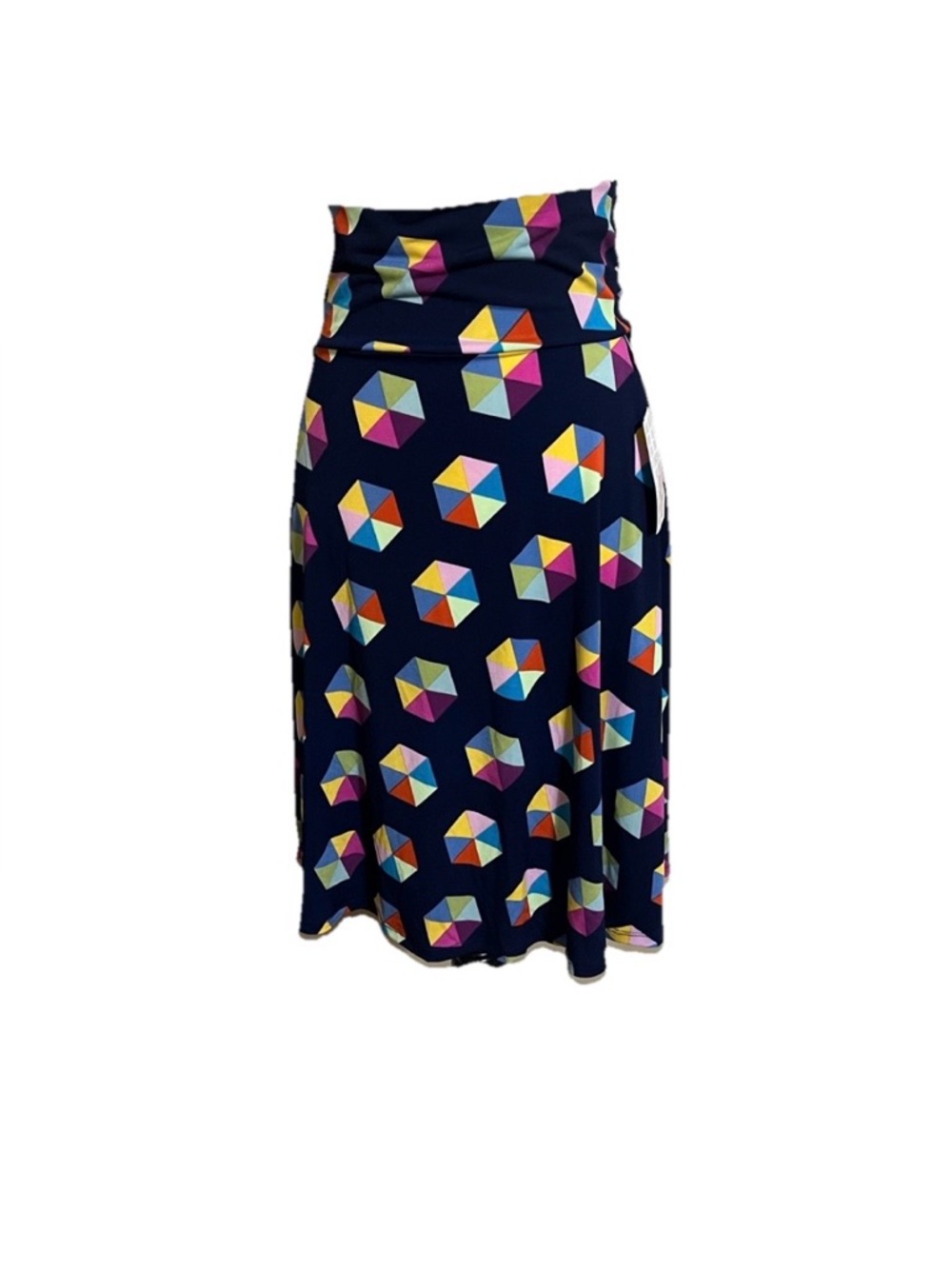 LuLaRoe A-Line Skirt Sz S AZURE Geometric Print Closet Staple Feminine Flowy